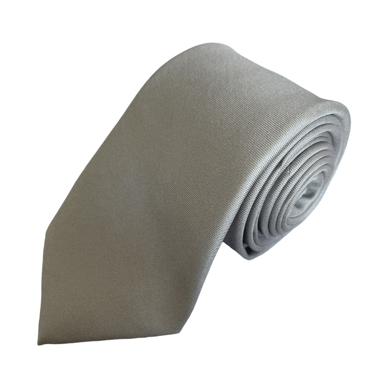 Skinny Light Pewter Plain Colour Formal Silk Tie Hand Finished