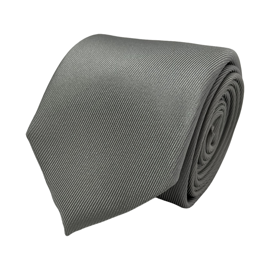 Silver Plain Dyed Formal Silk Tie Hand Finished