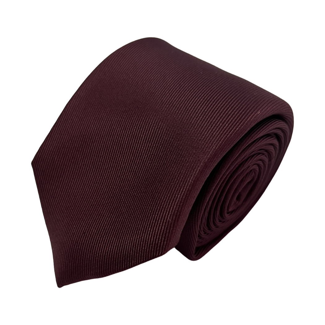 Skinny Burgundy Plain Dyed Formal Silk Tie Hand Finished