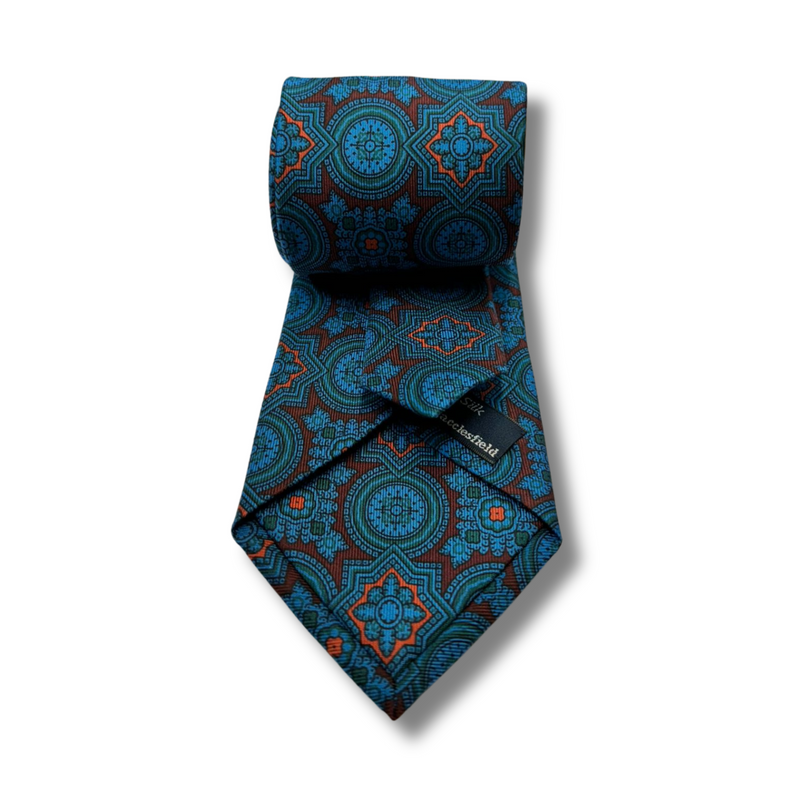 Red & Green Paisley Screen Printed Silk Tie