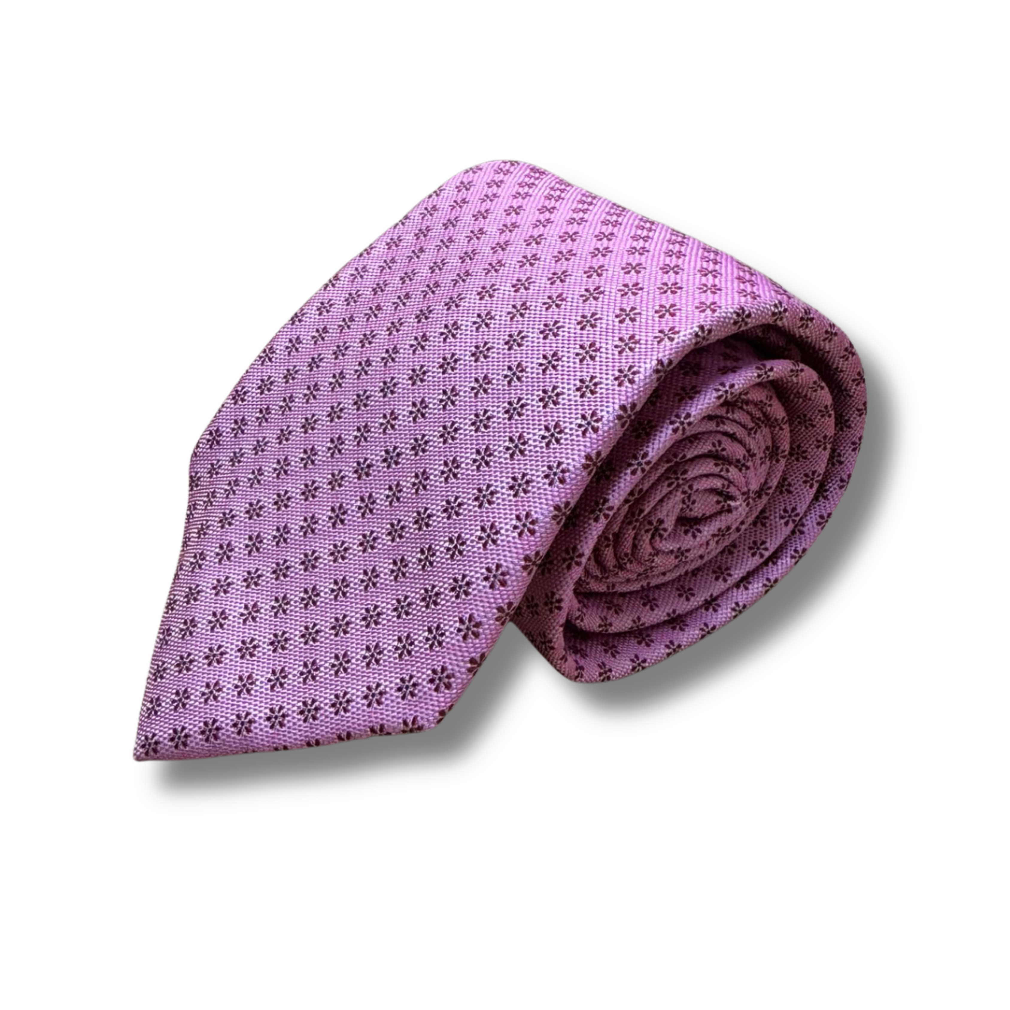 Pink & Red  Floral Motif Woven Silk Tie Hand Finished