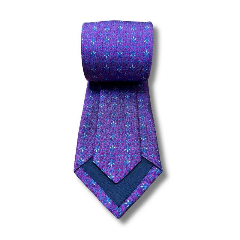 Purple Floral Paisley Woven Silk Tie Hand Finished