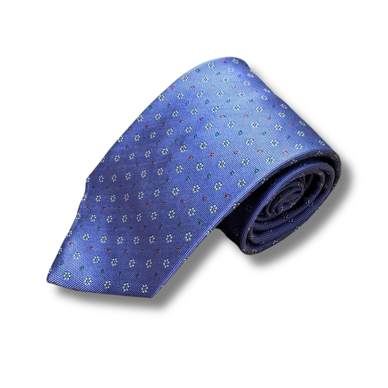 Purple Floral Neat Woven Silk Tie Hand Finished