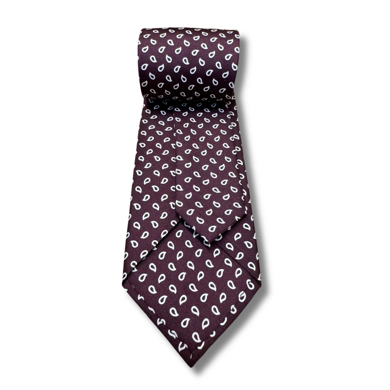 Brown Neat Printed Silk Tie Hand Finished