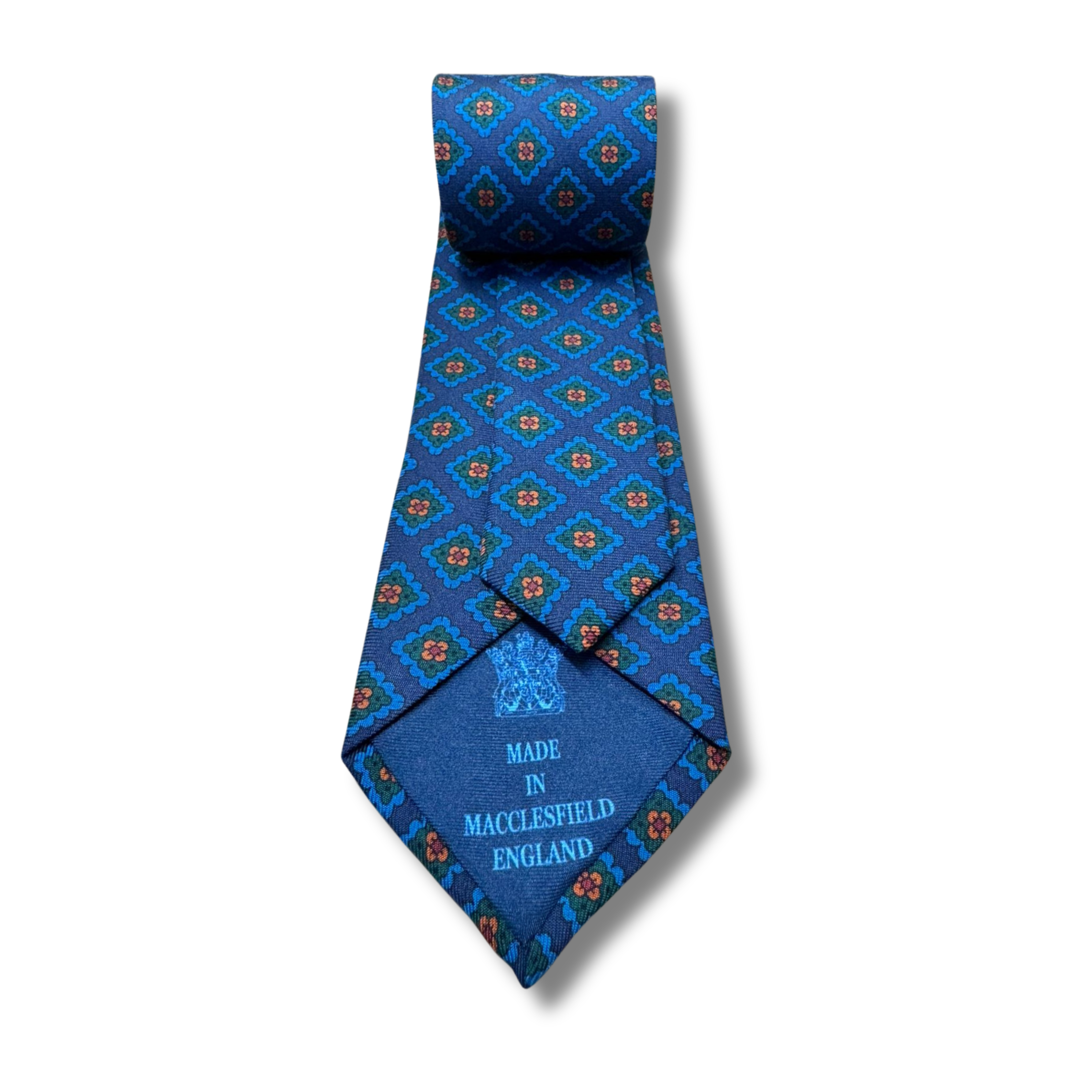 Navy and Blue Neat Printed Silk Tie Hand Finished