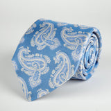 Blue Floral Paisley Woven Silk Tie Hand Finished