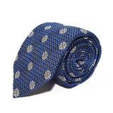 Blue Flower Woven Silk Tie Hand Finished