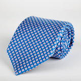Blue Geometric Diamond Printed Silk Tie Hand Finished