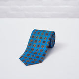 Blue Geometric Printed Silk Tie