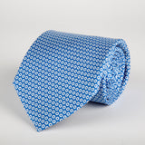 Blue Geometric Small Circles Printed Silk Tie