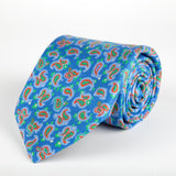 Blue Paisley Printed Silk Tie