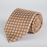 Brown Geometric Tumbling Blocks Printed Silk Tie