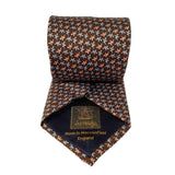 Brown Leaves Printed Silk Tie Hand Finished - British Made
