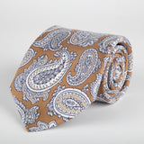 Brown Paisley Printed Silk Tie