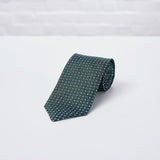 Green Floral Woven Silk Tie - British Made