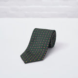 Green Geometric Flower Printed Silk Tie