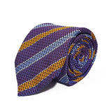 Lilac Purple Stripe Silk Tie Woven Hand Finished