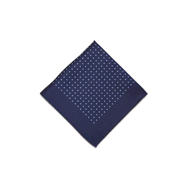 Navy Blue Classic Spot Print Silk Pocket Square - British Made
