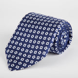 Navy Geometric Tumbling Blocks Printed Silk Tie