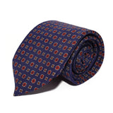Navy Neats Printed Silk Tie Hand Finished