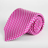 Pink Geometric Diamond Printed Silk Tie Hand Finished - British Made