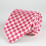 Pink Square Repp Woven Silk Tie