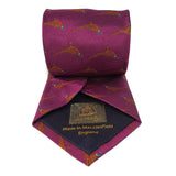 Pinky Purple Pheasant Woven Silk Tie Hand Finished - British Made