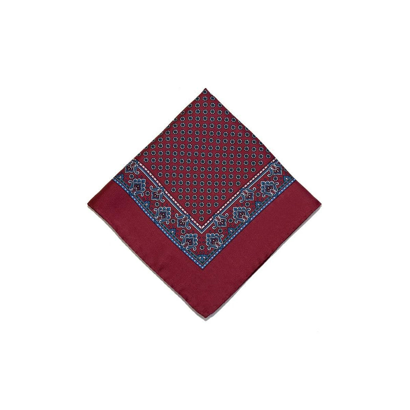 Red Blue Circle Geometric Silk Pocket Square - British Made