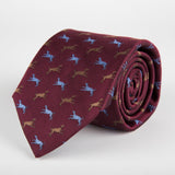 Red Dog Motif Woven Silk Tie