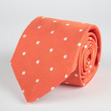 Orange Spotted Woven Silk Tie