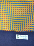 Mustard and Blue Geometric Scarf with Hand Knotted Blue Tassels
