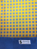 Mustard Gold Silk Scarf with Blue Tassels Hand Knotted