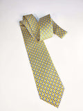 Yellow Seahorse Printed Silk Tie Hand Finished