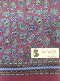 Burgundy and Blue Paisley Silk Scarf