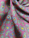 Burgundy and Blue Paisley Silk Scarf