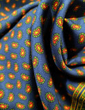 Navy Blue and Red Paisley Silk Scarf