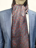 Burgundy and Blue Paisley Silk Scarf