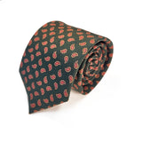 Forest Green Paisley Tear Drop Printed Silk Tie