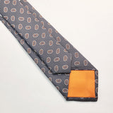 Grey Paisley Printed Silk Tie