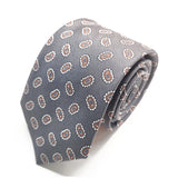 Grey Paisley Printed Silk Tie