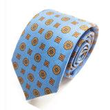 Blue Geometric Neat Printed Silk Tie