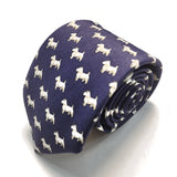 Navy Scotty Dog Printed Silk Tie