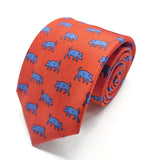 Red Boar Printed Silk Tie
