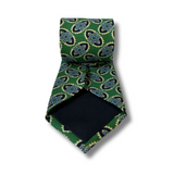 Green & Blue Medallion Printed Silk Tie Hand Finished