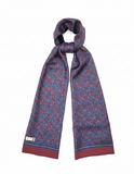 Burgundy and Blue Paisley Silk Scarf