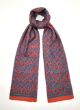 Orange and Blue Paisley Silk Scarf