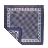 Navy and White Circle Neat Pocket Square with a Paisley Border