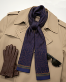 Navy Blue and Red Paisley Silk Scarf