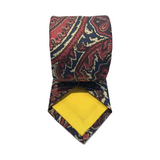 Navy Red Paisley Printed Silk Tie