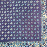 Navy Blue Tear Drop Silk Pocket Square With A Paisley Border